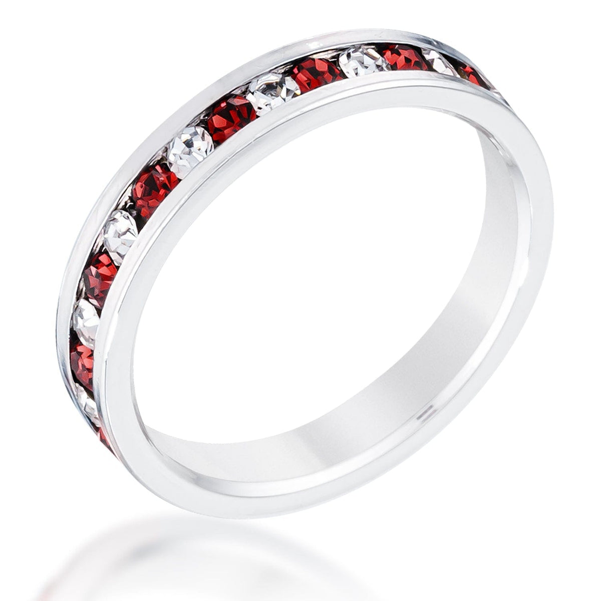 Clear and Red Alternating Crystal Eternity Ring - JGI