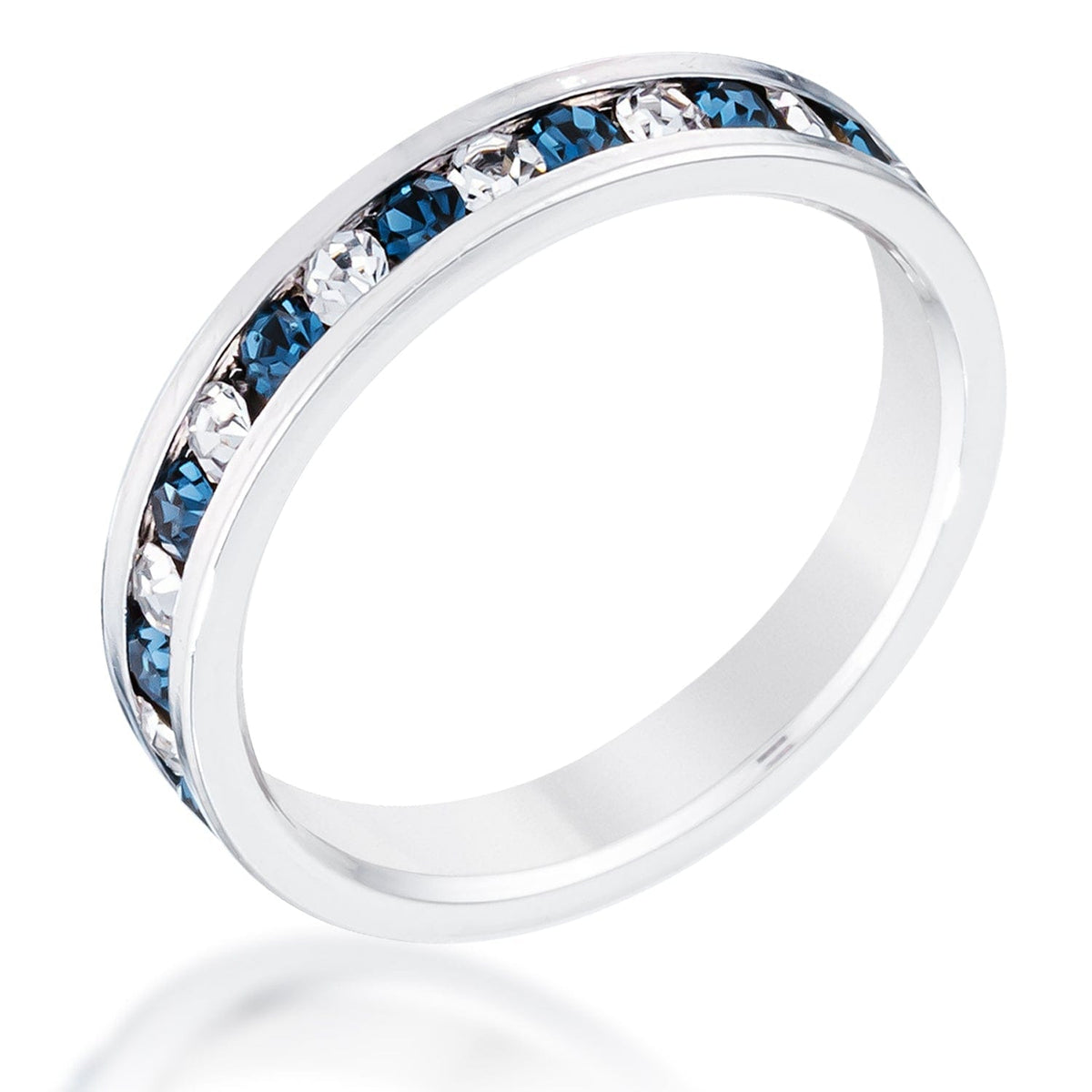 Clear and Blue Alternating Crystal Eternity Ring - JGI