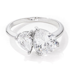 2.75ct Rhodium Plated Toi et Moi CZ Ring