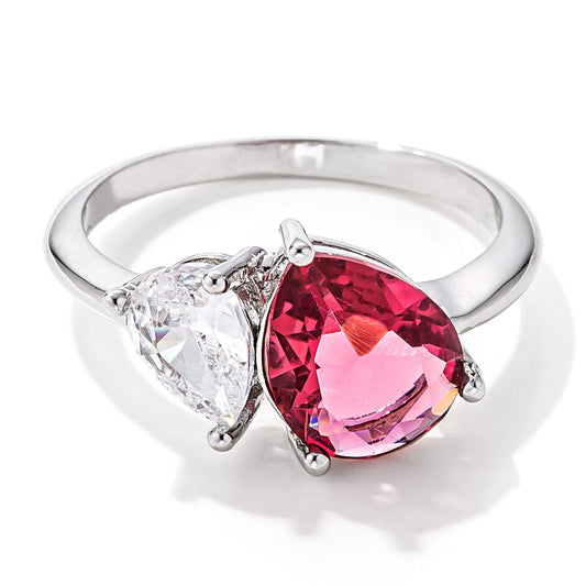 2.75ct Clear & Rose Pink Toi et Moi CZ Ring - JGI