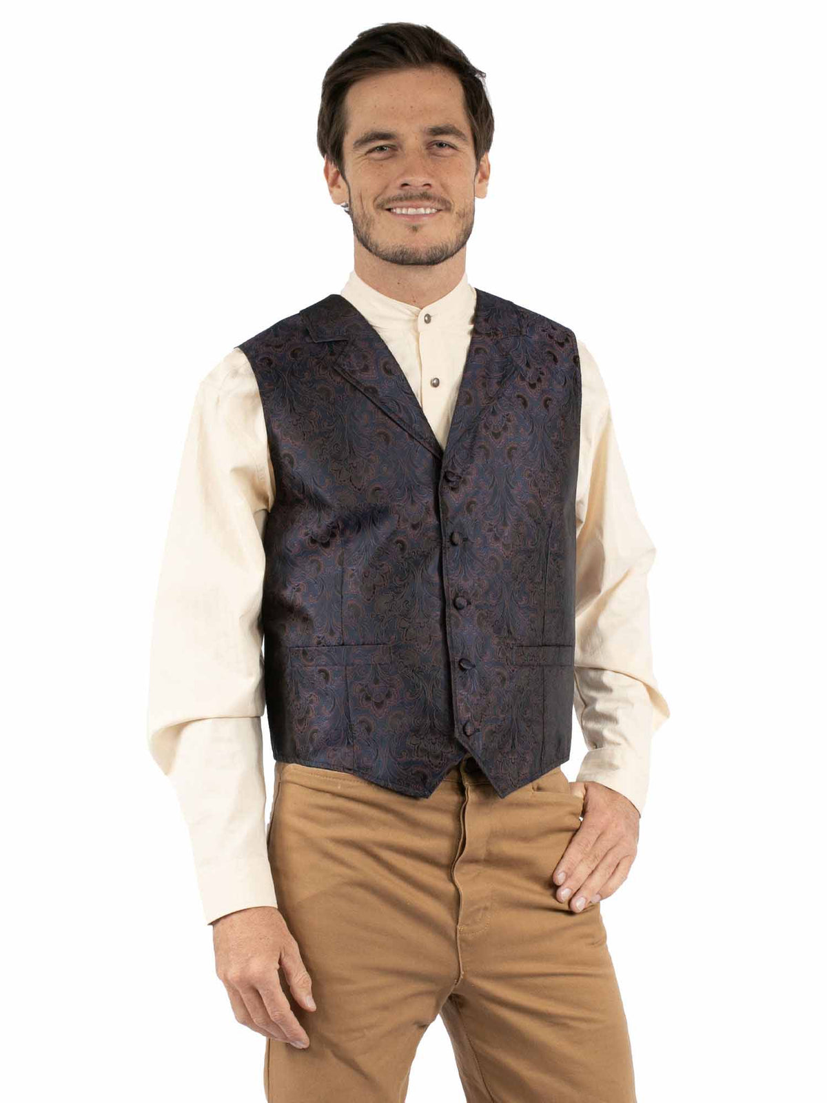 Scully Leather Blue Old West Vest Rw362