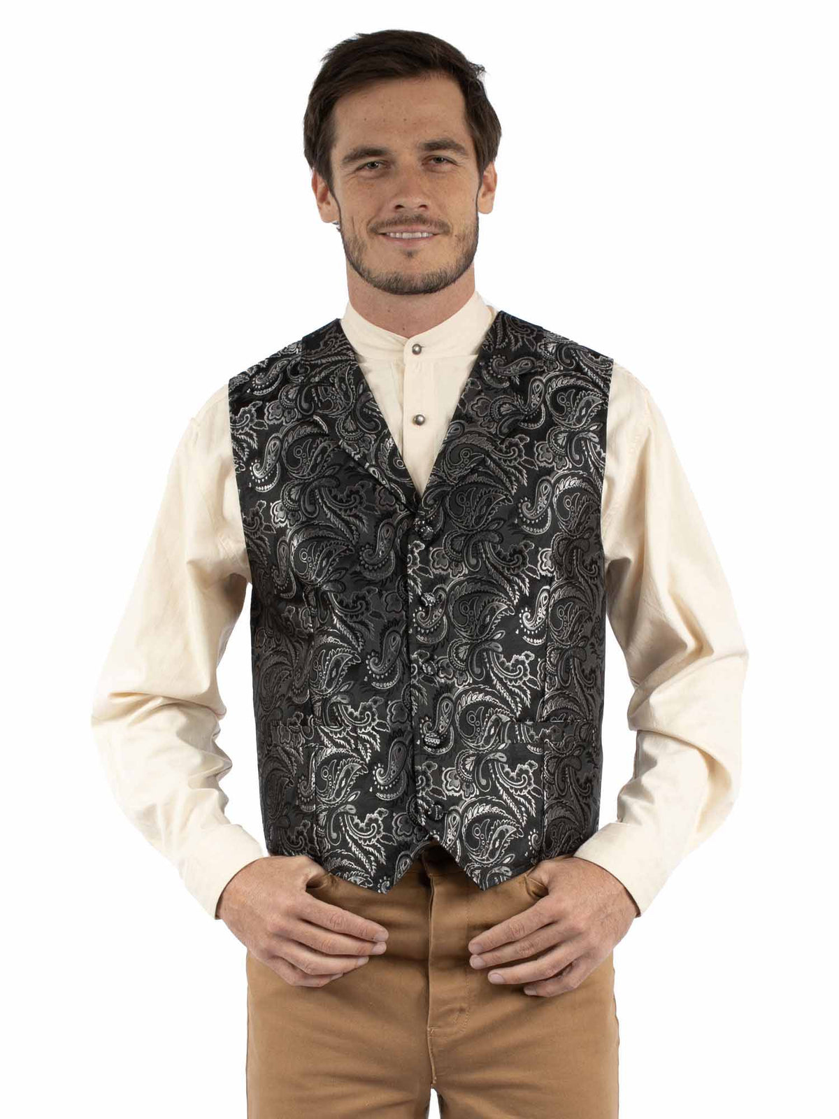 Scully Leather Black Paisley Vest Big Tall