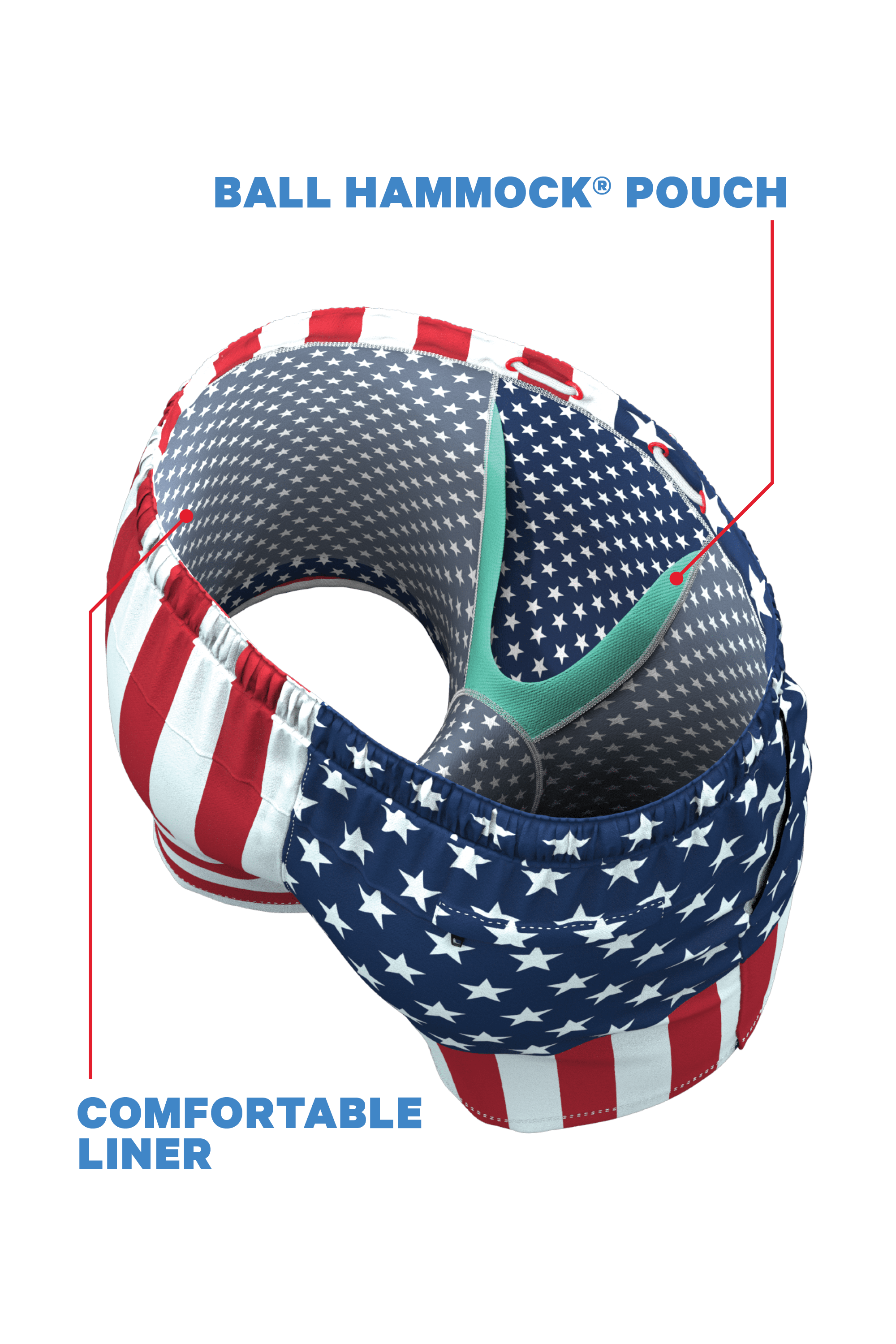 The Reagans | American Flag Patch Ball Hammock® Pouch 5" Swim Trunks - Shinesty