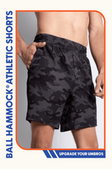 The Darkside | Black and Grey Camo Ball Hammock® 9 Inch Athletic Shorts