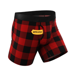 The Red & Black Lumberjack | Buffalo Check Ball Hammock® Pouch Underwear With Fly