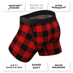 The Red & Black Lumberjack | Buffalo Check Ball Hammock® Pouch Underwear With Fly