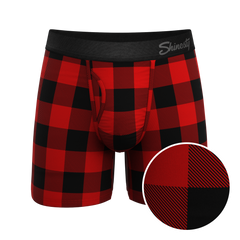 The Red & Black Lumberjack | Buffalo Check Ball Hammock® Pouch Underwear With Fly