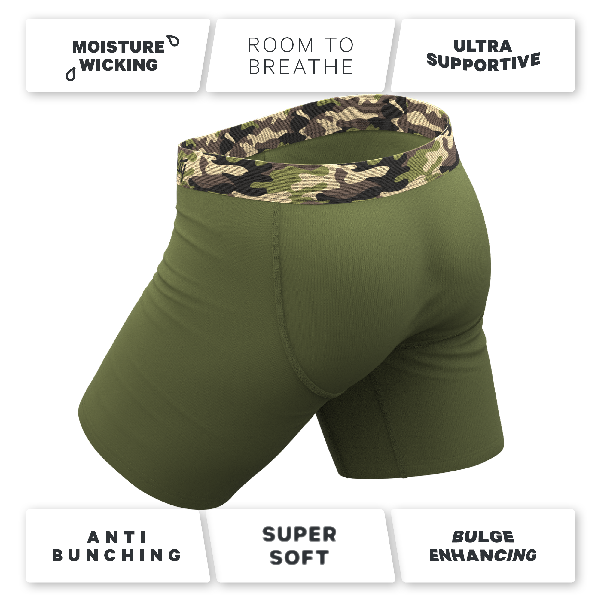 The Reinforcement | Tonal Camo Long Leg Ball Hammock® Pouch Underwear With Fly