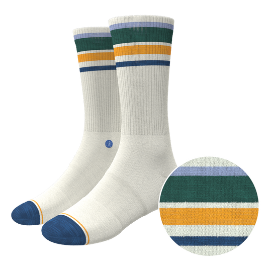 The Retro Actives | Retro Stripe Heel Hammock™ Crew Socks