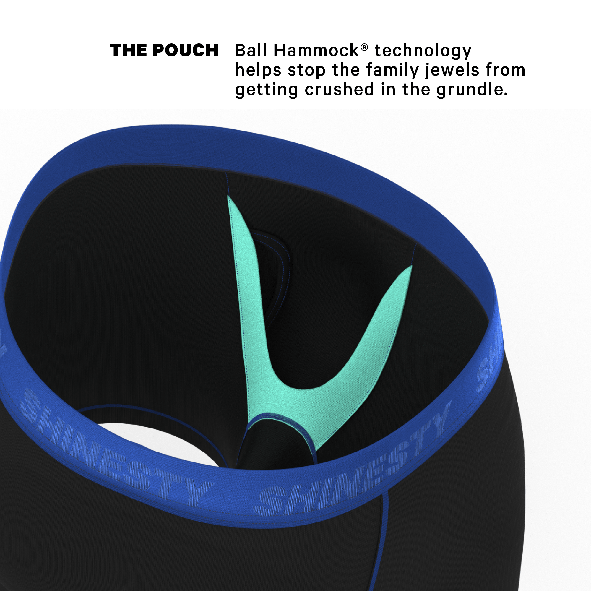 The Rhythm & Blues | Black and Blue Ball Hammock® Pouch Underwear With Fly - Shinesty