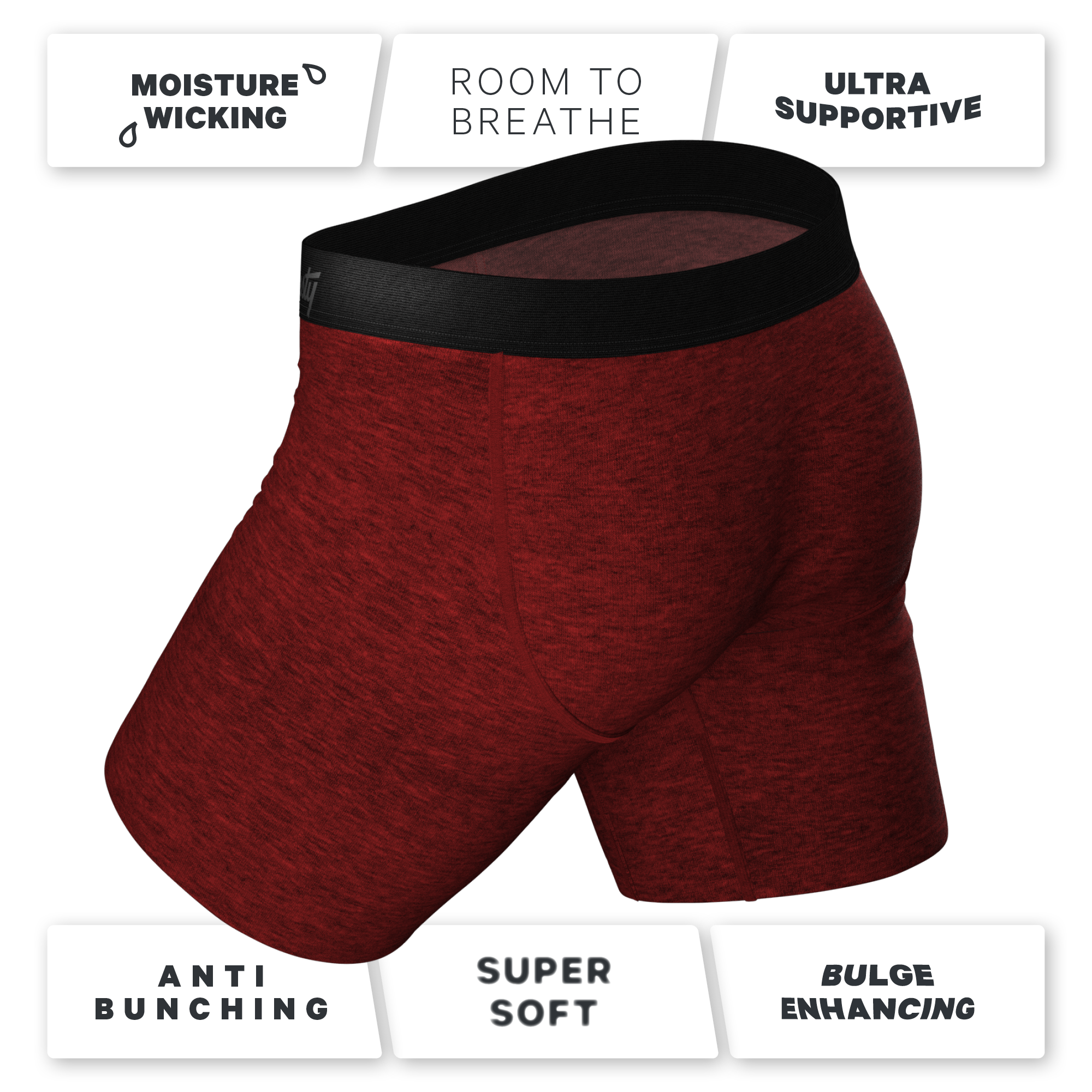 The Romeo | Red Heather Long Leg Ball Hammock® Pouch Underwear With Fly