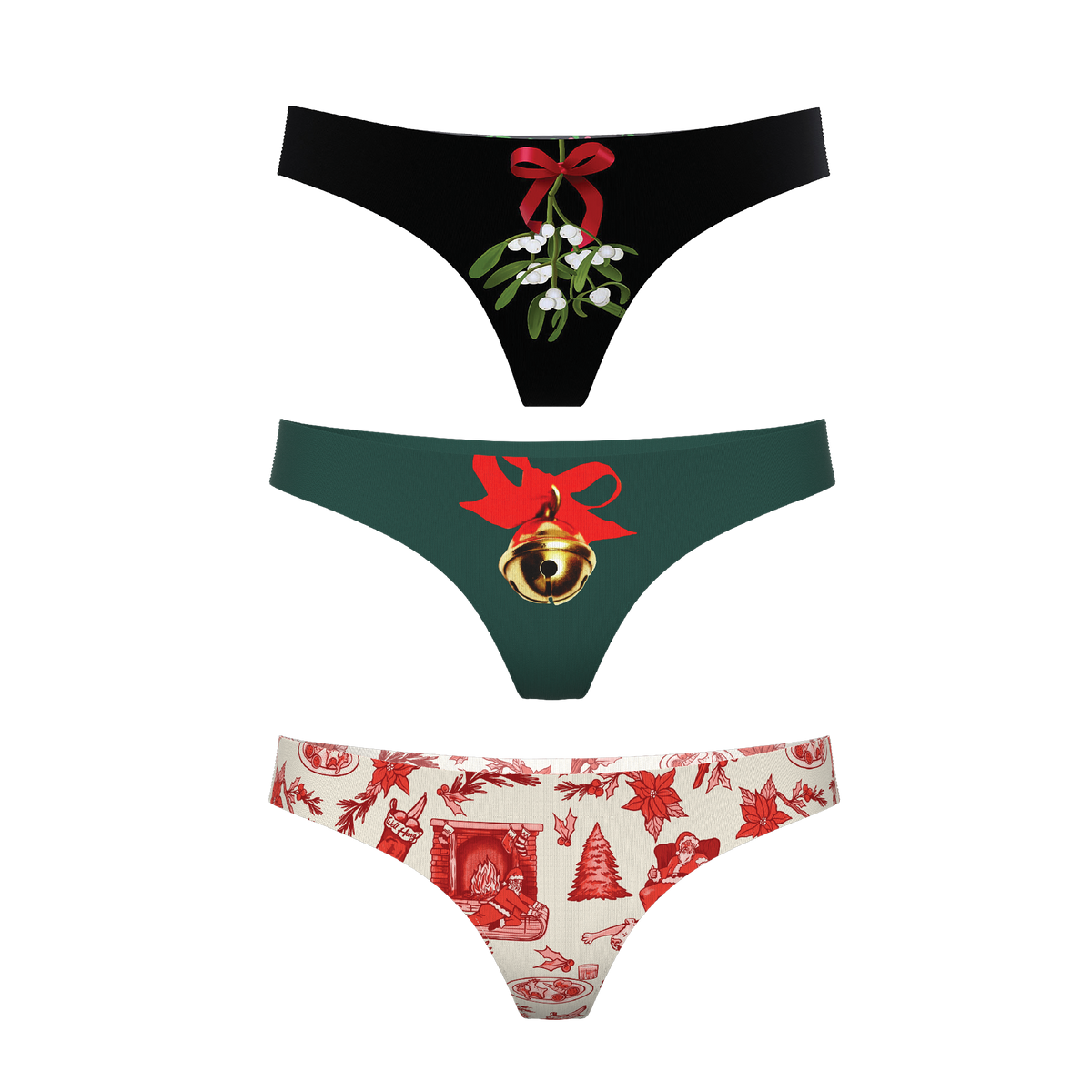 The Flirty Christmas | Women's Thong Underwear 3 Pack