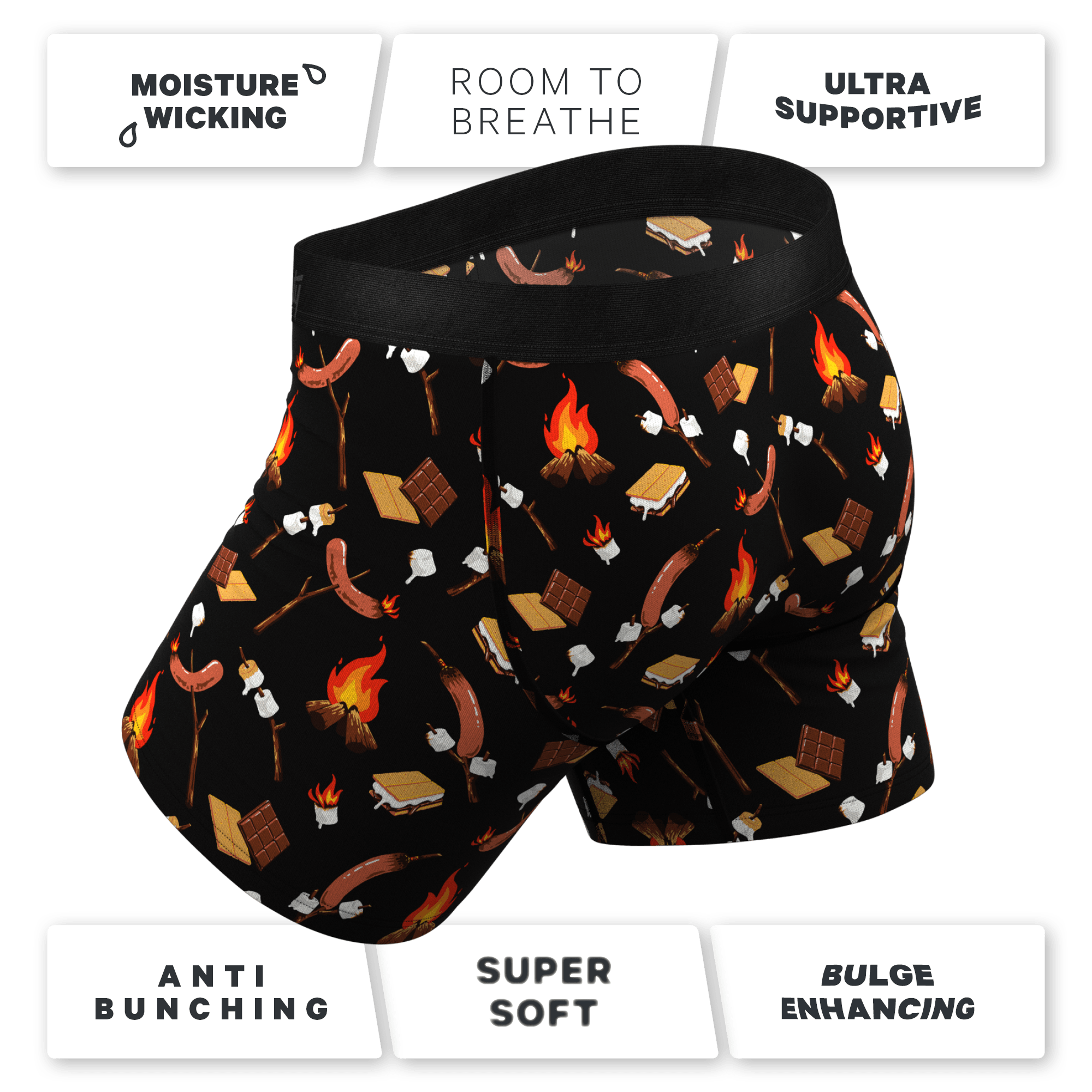 The S'more The Merrier | Campfire Ball Hammock® Pouch Underwear With Fly - Shinesty