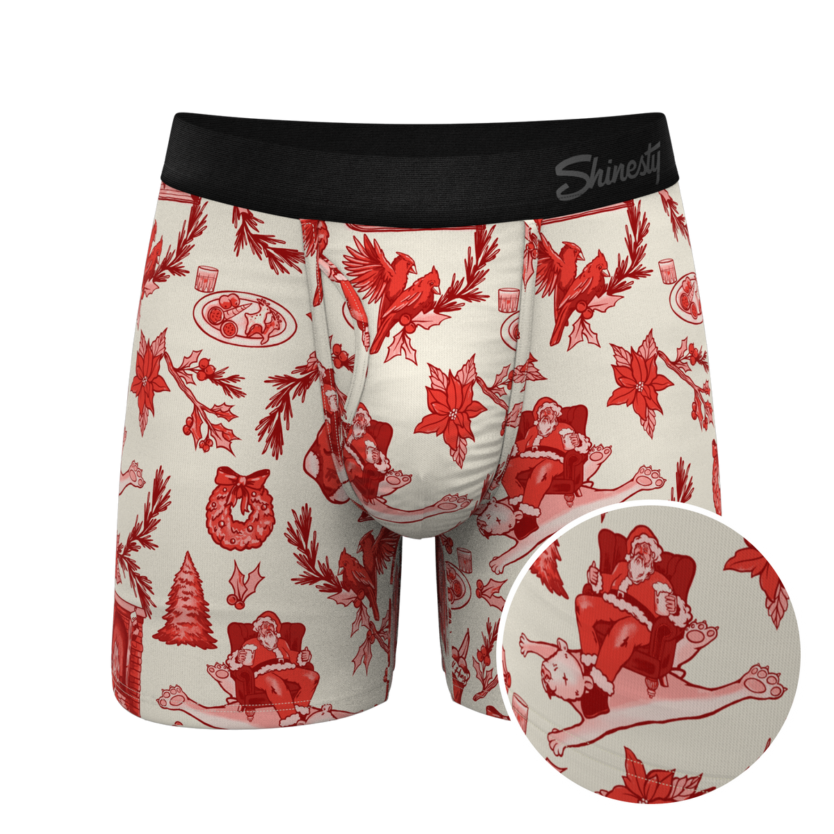 The Santa Slays | Christmas Toile Ball Hammock® Pouch Underwear With Fly