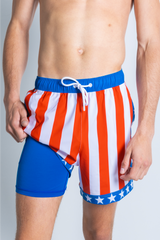 The Spacious Skies | Retro Usa Ball Hammock® Pouch 8" Swim Trunks - Shinesty