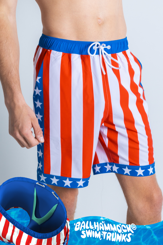 The Spacious Skies | Retro Usa Ball Hammock® Pouch 8" Swim Trunks - Shinesty