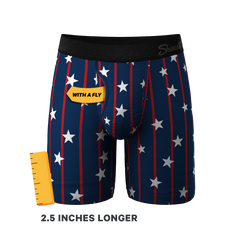 The Stars & Stripes | USA Pinstripe Long Leg Ball Hammock® Pouch Underwear With Fly