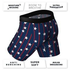 The Stars & Stripes | USA Pinstripe Long Leg Ball Hammock® Pouch Underwear With Fly