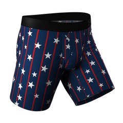 The Stars & Stripes | USA Pinstripe Long Leg Ball Hammock® Pouch Underwear With Fly