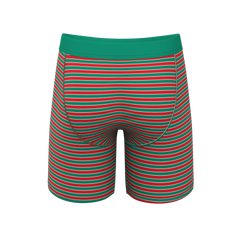 The Stripe Club | Christmas Striped Long Leg Ball Hammock® Pouch Boxers With Fly