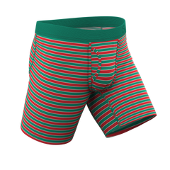 The Stripe Club | Christmas Striped Long Leg Ball Hammock® Pouch Boxers With Fly