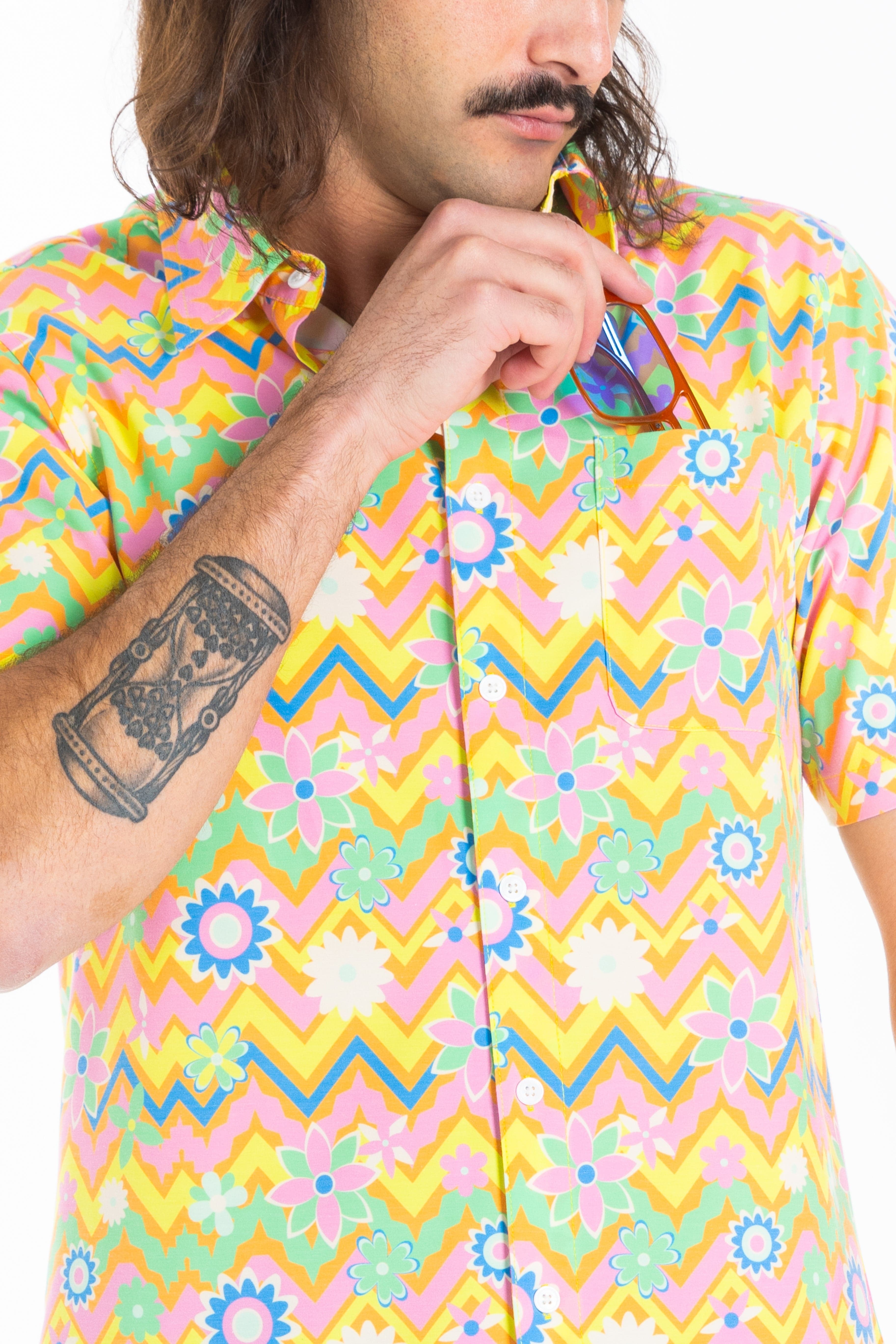 The Solar Flower | Trippy Floral Hawaiian Shirt - Shinesty