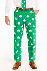 The Blarney Bagpiper | Diagonal Striped Clovers Suit Pants