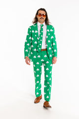 The Blarney Bagpiper | Diagonal Striped Clovers Suit - Shinesty