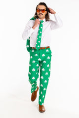 The Blarney Bagpiper | Diagonal Striped Clovers Suit Pants