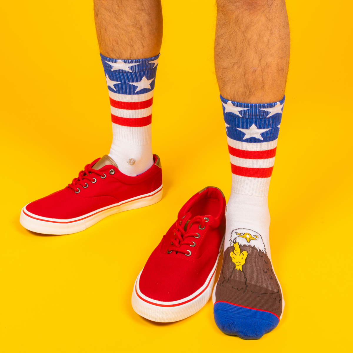 The One Finger Salute | American Flag Heel Hammock™ Crew Socks