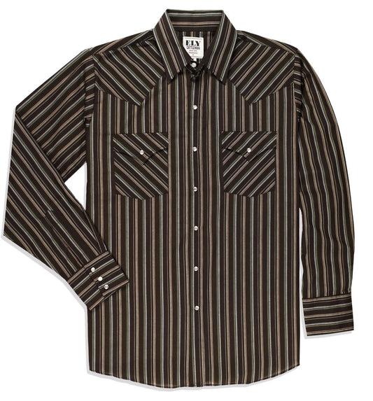 Men's Ely Cattleman Long Sleeve Stripe Western Snap Shirt