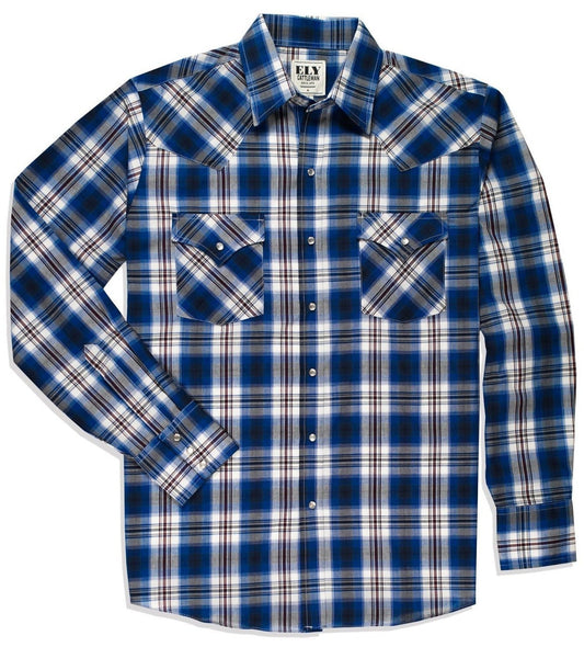 Men's Ely Cattleman Long Sleeve Plaid Western Snap Shirt