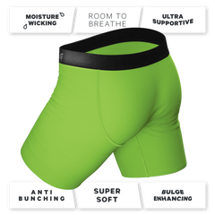 The Supernova | Bright Green Long Leg Ball Hammock® Pouch Underwear With Fly