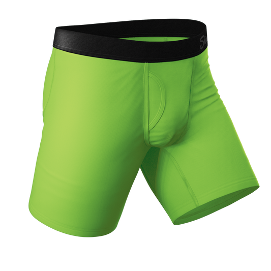 The Supernova | Bright Green Long Leg Ball Hammock® Pouch Underwear With Fly