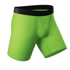 The Supernova | Bright Green Long Leg Ball Hammock® Pouch Underwear With Fly