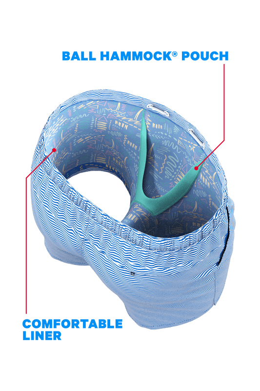 The Swim Lesson | Blue Wave Tropical Ball Hammock® Pouch 8" Swim Trunks