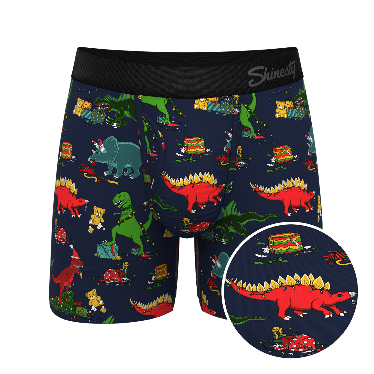 The T-Rexmas | Christmas Dinosaur Ball Hammock® Pouch Underwear With Fly