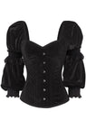 Daisy Corsets Top Drawer Black Velvet Steel Boned Long Sleeve Corset