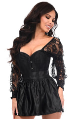 Daisy Corsets Top Drawer 2 PC Black Lace Steel Boned Corset & Satin Skirt Set