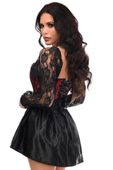 Daisy Corsets Top Drawer 2 PC Red/Black Lace Steel Boned Corset & Satin Skirt Set - Daisy Corsets