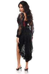 Daisy Corsets Top Drawer 2 PC Red/Black Lace Steel Boned Corset & Lace Skirt Set - Daisy Corsets