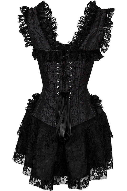 Daisy Corsets Top Drawer Steel Boned Black Lace Victorian Corset Dress - Daisy Corsets