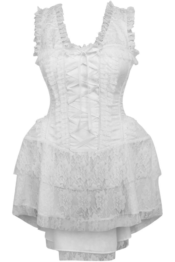 Daisy Corsets Top Drawer Steel Boned White Lace Victorian Corset Dress