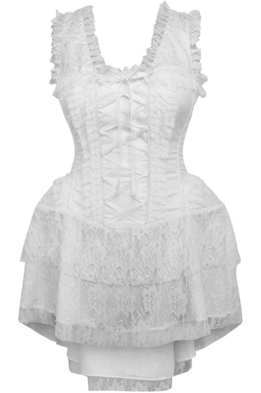 Daisy Corsets Top Drawer Steel Boned White Lace Victorian Corset Dress - Daisy Corsets