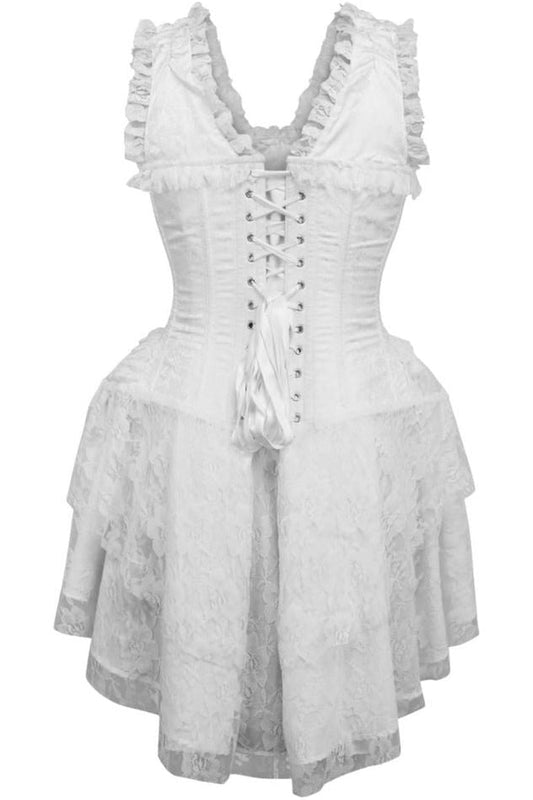 Daisy Corsets Top Drawer Steel Boned White Lace Victorian Corset Dress - Daisy Corsets