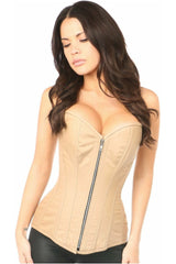 Daisy Corsets Top Drawer Tan Cotton Steel Boned Corset w/Zipper - Daisy Corsets