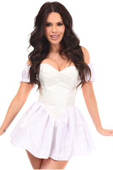 Daisy Corsets Top Drawer Steel Boned White Brocade & Taffeta Corset Dress