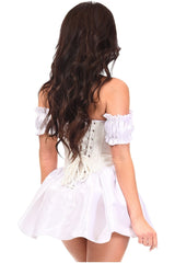 Daisy Corsets Top Drawer Steel Boned White Brocade & Taffeta Corset Dress