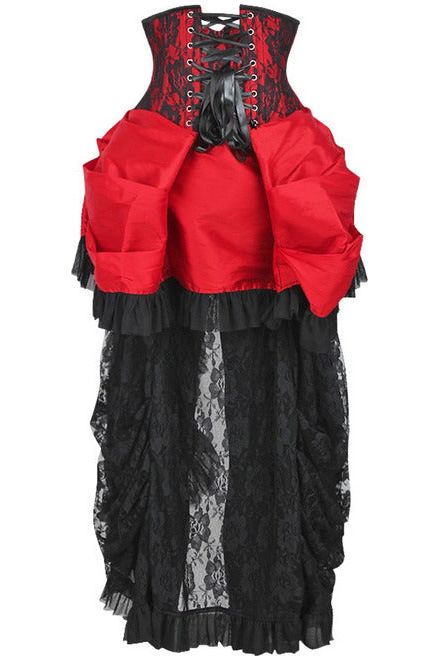 Daisy Corsets Top Drawer Steel Boned Red/Black Lace Victorian Bustle Underbust Corset Dress