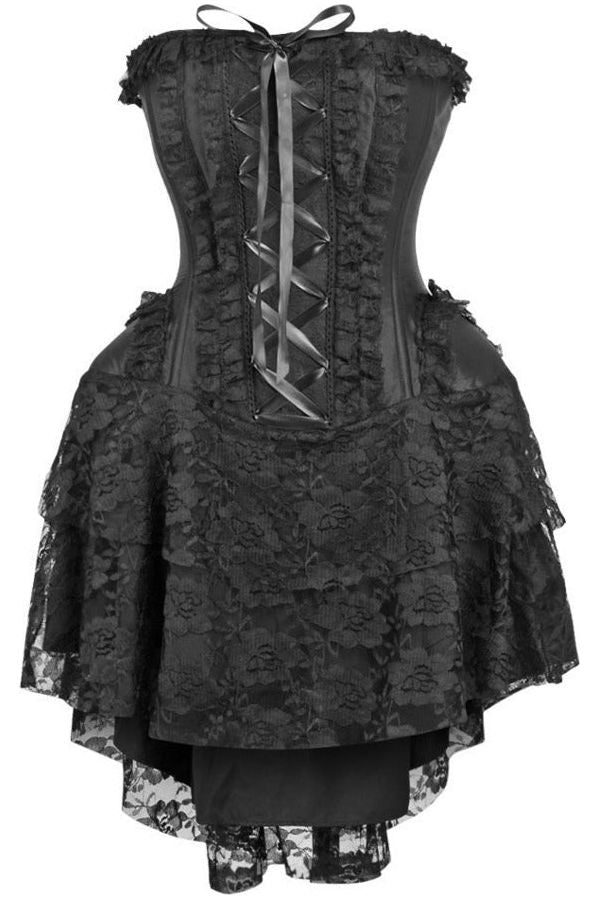 Daisy Corsets Top Drawer Steel Boned Strapless Black Lace Victorian Corset Dress